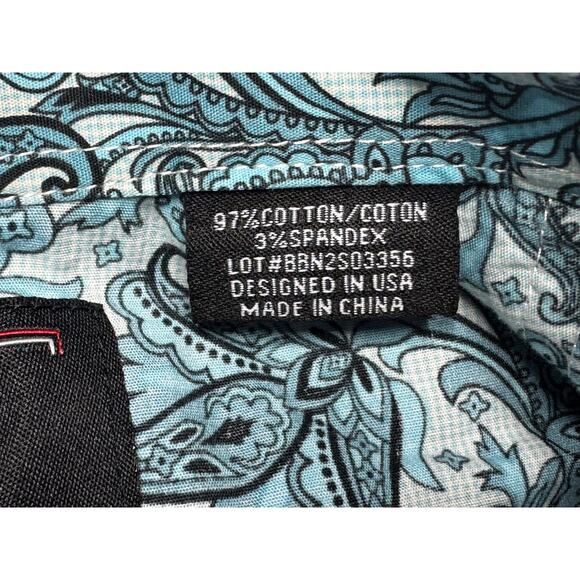 Rock & Roll Denim Youth Boys Modern Fit Blue Paisley Pearl Snap Shirt - Size L - Picture 4 of 4